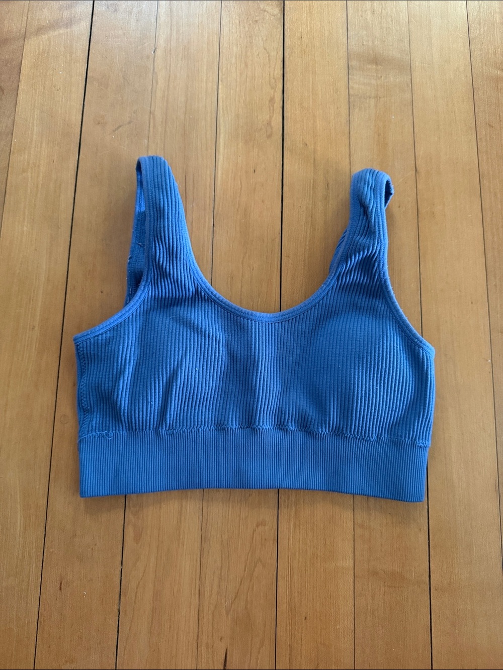 Aerie Ribbed Scoop Bralette — Blue